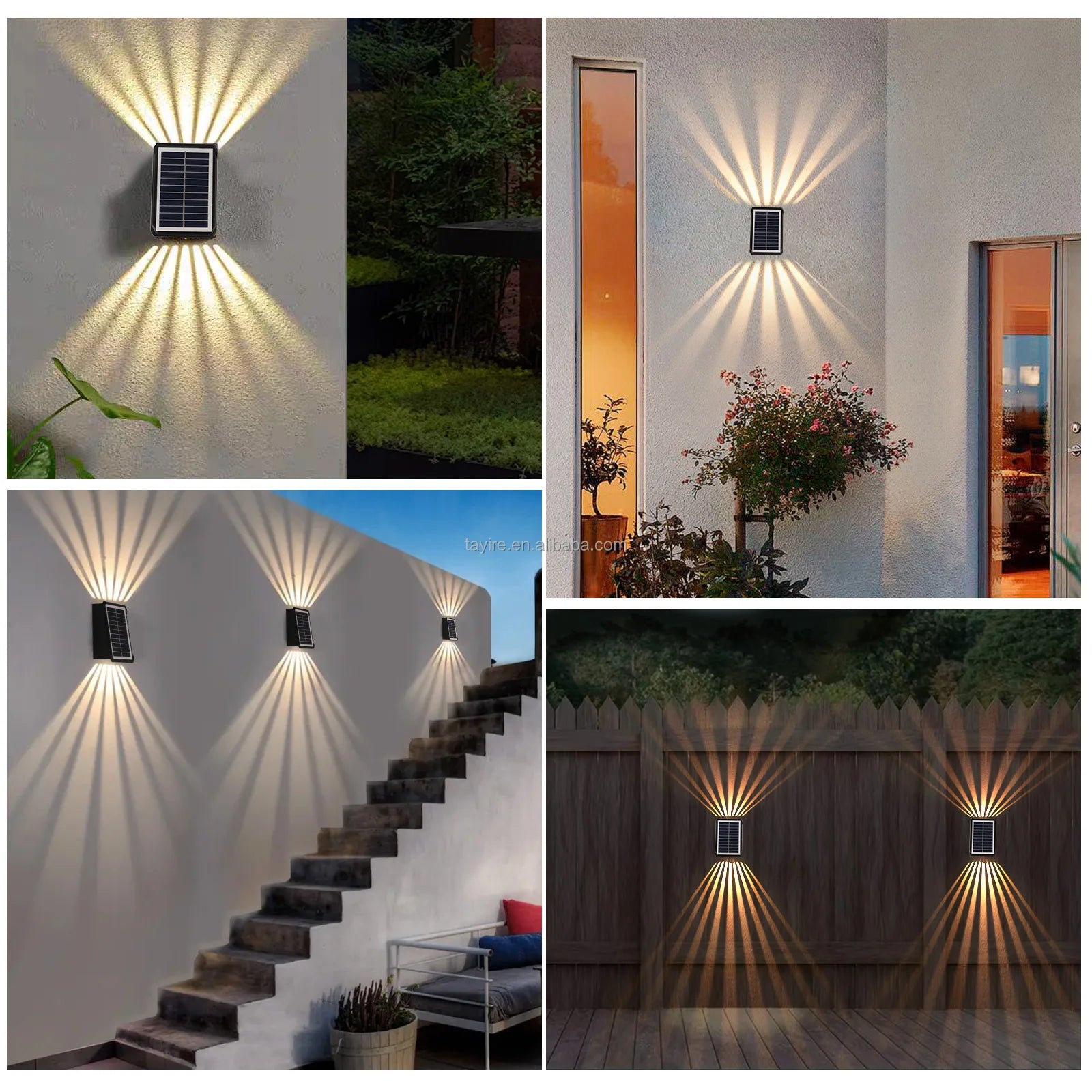 Resistant Warm White Cct Rgb Solar Outdoor Ip65 5Model Solar Led Garden  Solar Powered Light