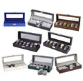 Hot Selling 6-Slot PU Leather Carbon Fiber Watch Display Case Organizer Black Brown with Glass Top from Carbon Fiber Collection