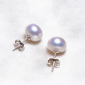 5-10mm 925 Sterling Silver Simple 3A Flat Button Natural Genuine Freshwater Pearl Stud Earring Real Fresh Water Pearl Earrings