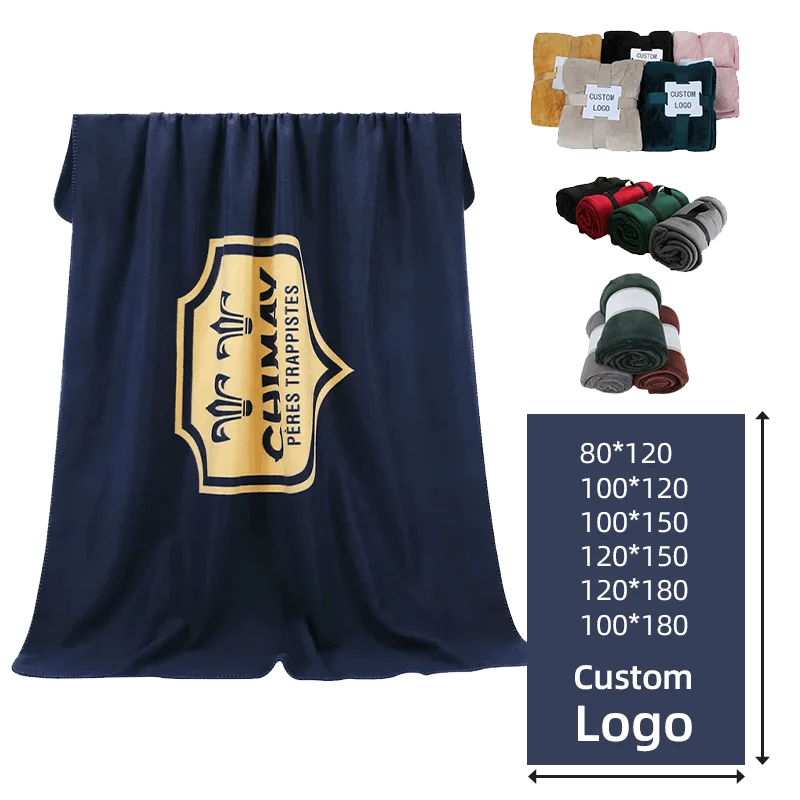 Wholesale Custom 100% Polyester Patterned Towel Throw Blankets Portable Travel Polar Fleece Blanket