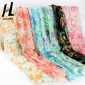 Sell All Kinds of Multi Color Flower Print Lace Fabric 100% Print Polyester Fabric for Dresses