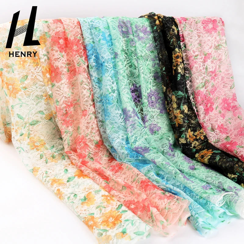 Sell All Kinds of Multi Color Flower Print Lace Fabric 100% Print Polyester Fabric for Dresses