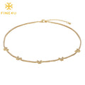 Fashion Dainty Jewelry Bling Cz Zcubic Zircon 18K Gold Plated Rhinestone Tennis Necklace Butterfly Choker