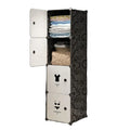 Wardrobe Economical and Portable Storage Cabinet 4 Doors Plastic for Clothes or Sundries with Stickers Bedroom Furniture