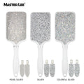 Masterlee New Product Bling Bling Diamond Paddle Massage Comb Detangler Hair Brush with Clips
