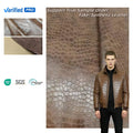 Factory Ready to Ship Fashionable Crocodile Patterned PU Leather and NOT Brushed Backing Synthetic Leather Fabric for Garments