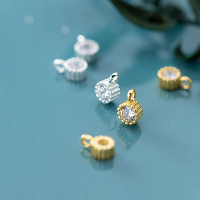 S925 Plated Gold Set With Single Zircon Simple Pendant for Permanent Jewelry Making Charms