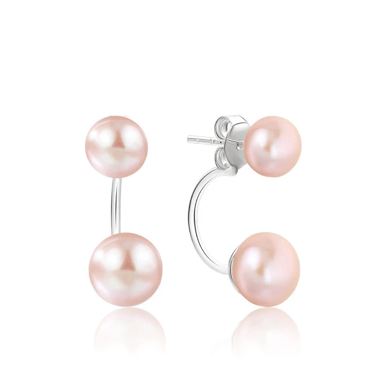 Fine cheap jewelry 925 sterling silver women geometric CC natural freshwater purple pearl stud earrings