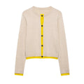 2025 New Round Neck Color Knitted Vintage Cardigan Women'S Spring Sweater Long Sleeve Short Retro Top for Women MegaBDM