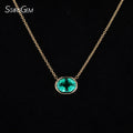 Starsgem Custom Jewelry 6*8mm Lab Colombia Emerald 14k Yellow Gold Bezel Set Pendant Necklace
