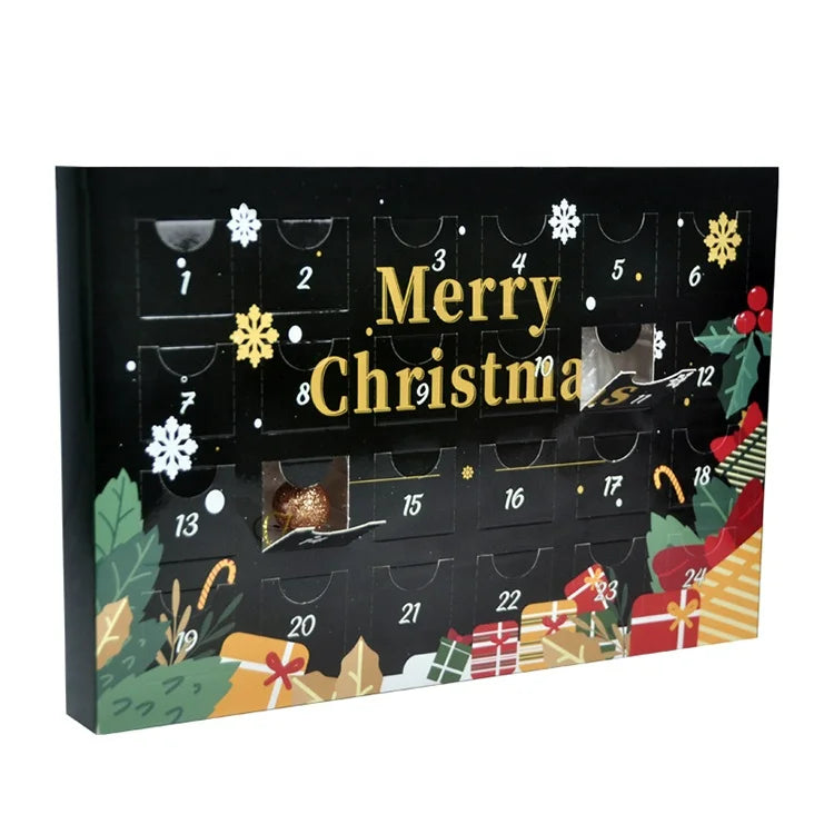 Wholesale Luxury Empty Cardboard Christmas Advent Calendar Packaging Box Calendar Box With Drawers