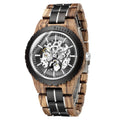 Luxury Stainless Steel Wood Watches Men Skeleton Mechanical Automatic Wooden Watch for Men Montres En Bois