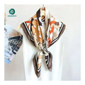 Custom Printed 100% Pure Silk Satin Square Neck Scarves for Women Designer Styles with Bows Pattern Summer Twill Style