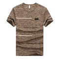 RNSHANGER Summer Men T Shirts Casual Polyester Breathable Short Sleeve Stripe Men Plus Size 8XL Tee Shirts Streetwear T Shirt