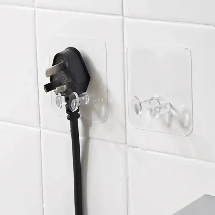 Transparent Reusable 6x6cm Wall-Mounted Hooks Plastic Adhesive Toothbrush Holder Wall Storage Hook Seamless Design