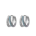 Earrings Niche Design Sense Advanced Ear Ring Ear Bone Circle 925  Silver Hoop Female Ins Zircon Blue Earrings