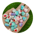 100Pcs/Lot 17mm AB Colour Love Heart Shape Acrylic Beads Loose Spacer Beads for Jewelry DIY Bracelets Necklace