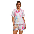 DDP Fashion Design Women's Short Summer Pajama Set Bow Printed Animal Pattern Lounge Wear Shorts Two-Piece Set for Women