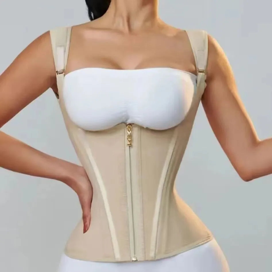 Women 15 Steel Bones Latex Post Surgical Corset Tops Breathable for Women Curved Girdles Waist Trainer Corset Hourglass Vest