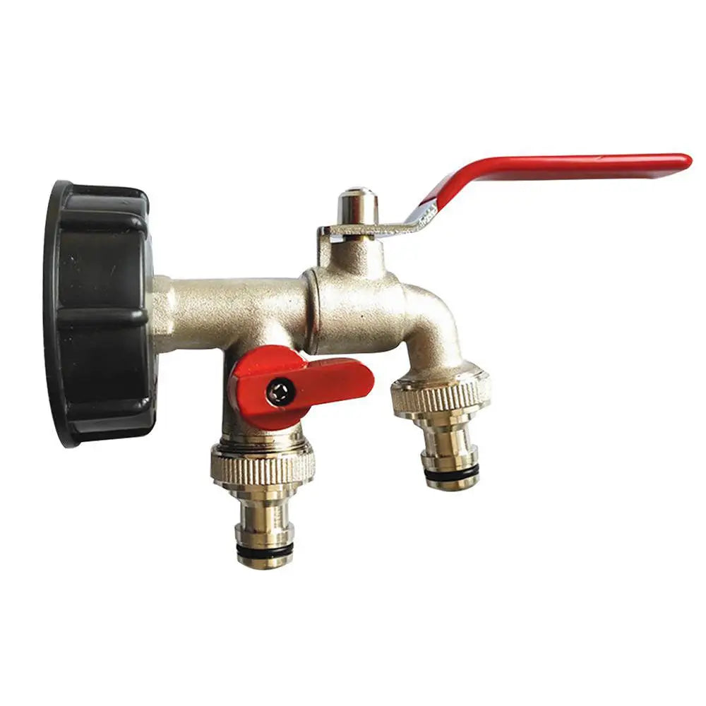 1/2" Inch S60x6 IBC Brass Water Tank Adapter Double Head Tap Outlet Faucet Replacement Valve Fitting for Garden Water Connector