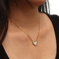 Chris April 316L Stainless Steel PVD Gold Plating Heart Sea Shell Link Chain Necklace