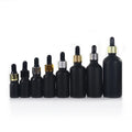 Free Samples Custom logo 10ml 15ml 30ml 50ml 100ml Matte Black Dropper Glass Bottle with Golden Pipette Dripper