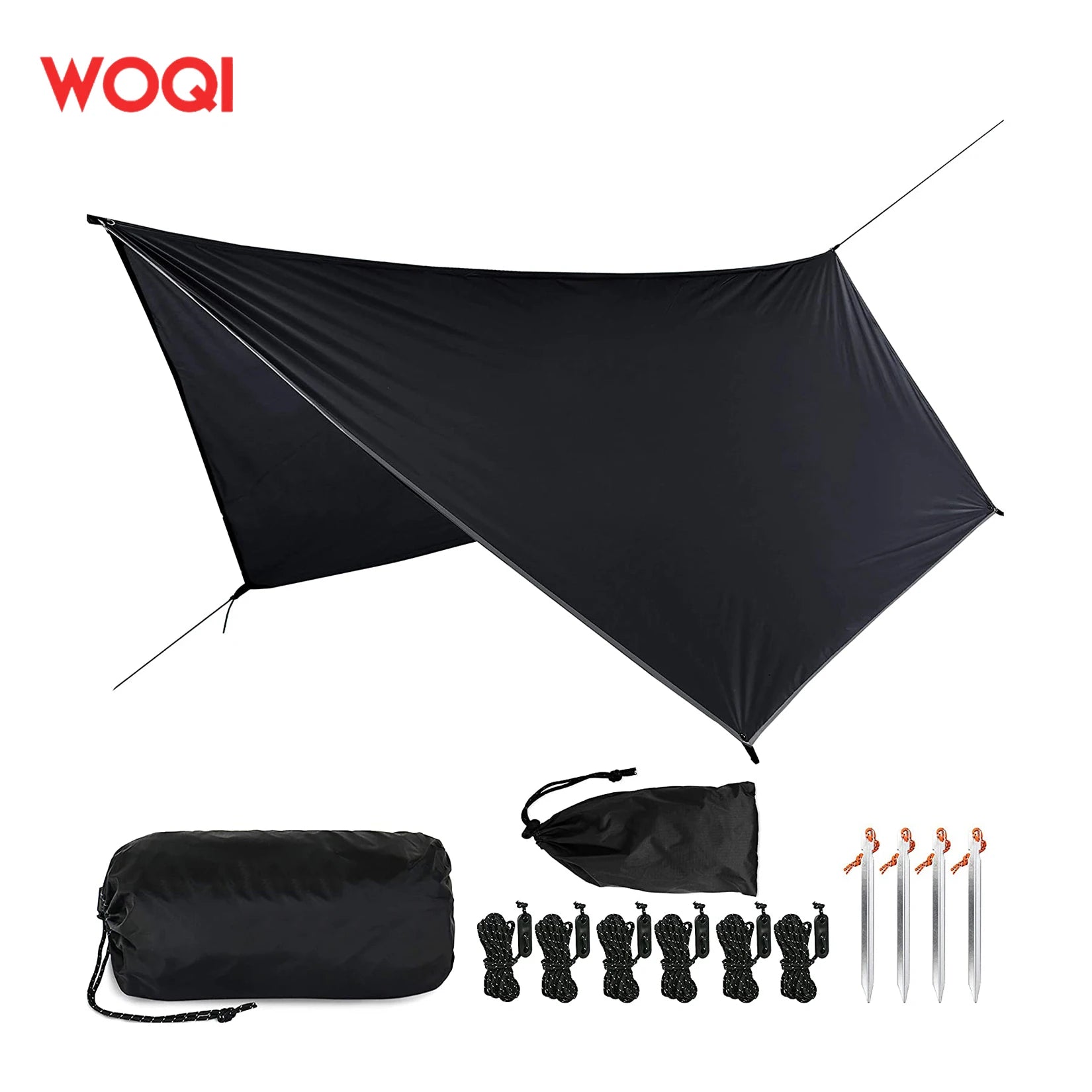 WOQI Wholesale Awning Outdoor Shelter Survival Hammock Rainfly Camping Tent Tarp 210D Polyester Large Ultra Light Waterproof