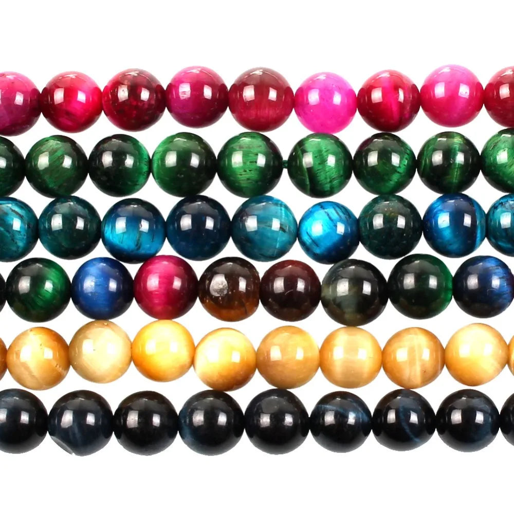 Wholesale 8mm Tiger Eye round Loose Bracelet Beads Smooth Surface Natural Stone for Jewelry Making