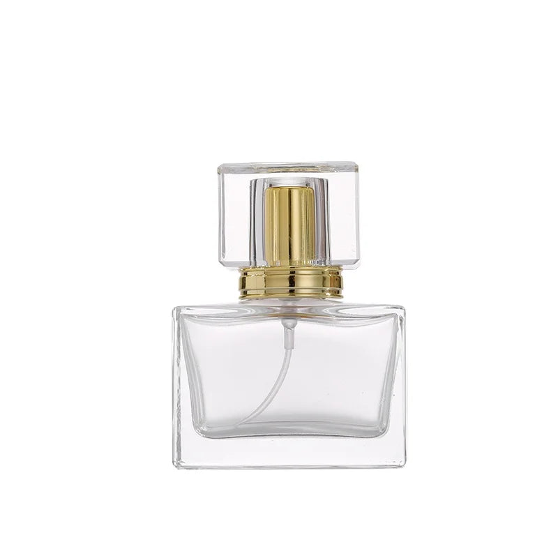 Clear 30ml Low Flat Square Perfume Glass Bottle