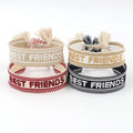 4 Colors Options Adjustable Size Webbing Embroidered Best Friends Woven Wrap Bracelet