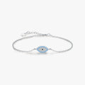 Link Chain for Women Sparkling Clear CZ Fine Jewelry Pure 925 Sterling Silver Fashion Elegant Turquoise Blue Evil Eyes Bracelet