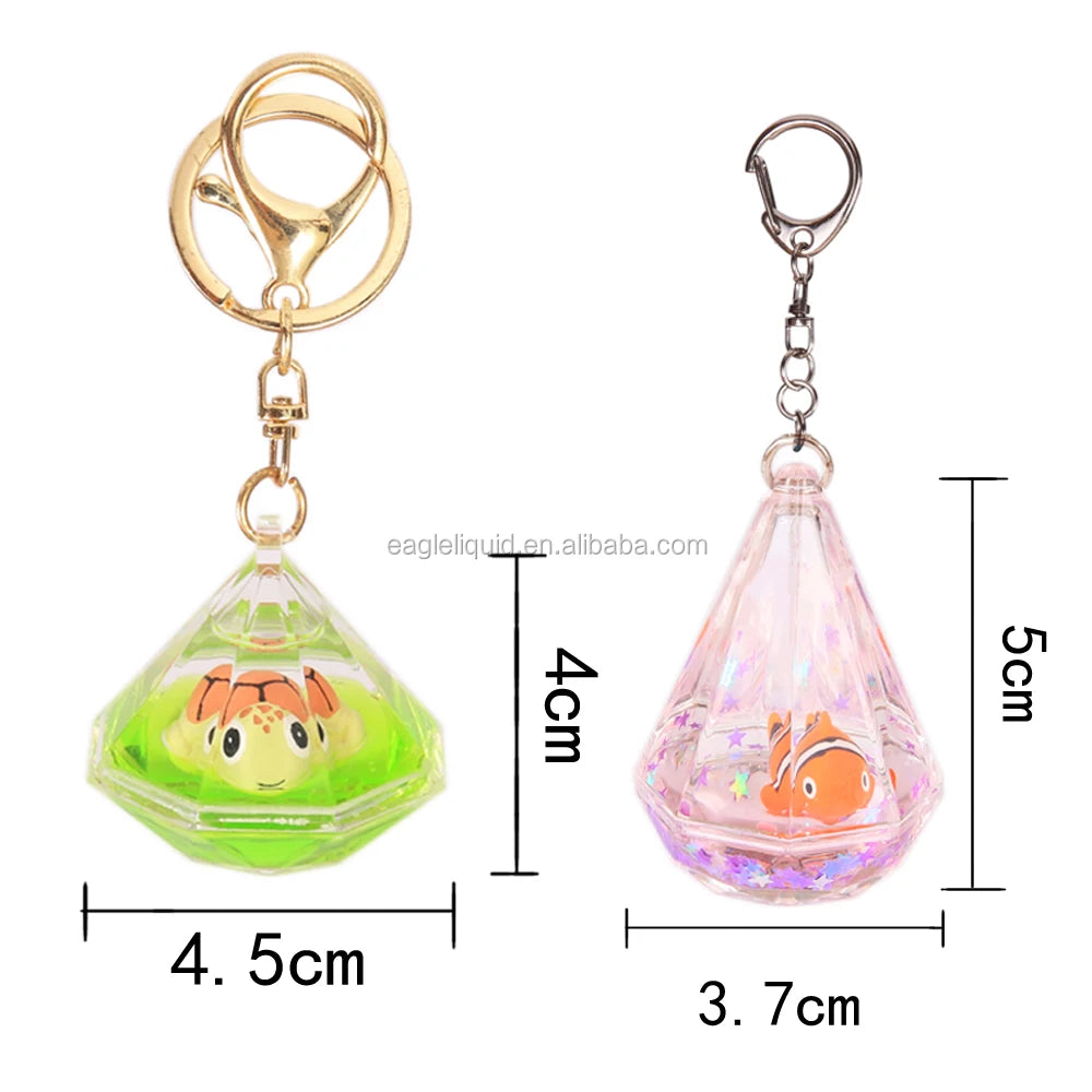 Liquid 3D Floater Crystal Keyring Cute Car Charm Keyring Cell Phone Ring Diamond Acrylic Keychains