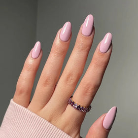 Custom Press on Nails Almond Medium Solid Pink Tip Nails Manicure Acrylic Private Label False Nails