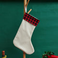 RubySub Red Pleated Plaid Linen Sublimation Blank Socks Sublimation Christmas Stocking Christmas Stocks