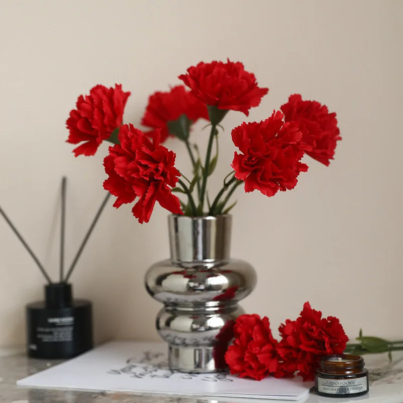 AL-5965 ZUOYI 29CM MINI Size Carnation Artificial Silk Cloth Carnation Flower for Mother's Day