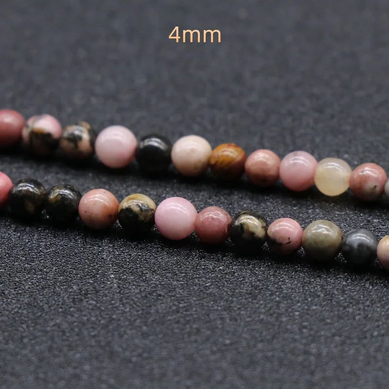 DIY Wholesale natural gemstone round beads Rhodonite jasper 4mm beads crystal jewelry