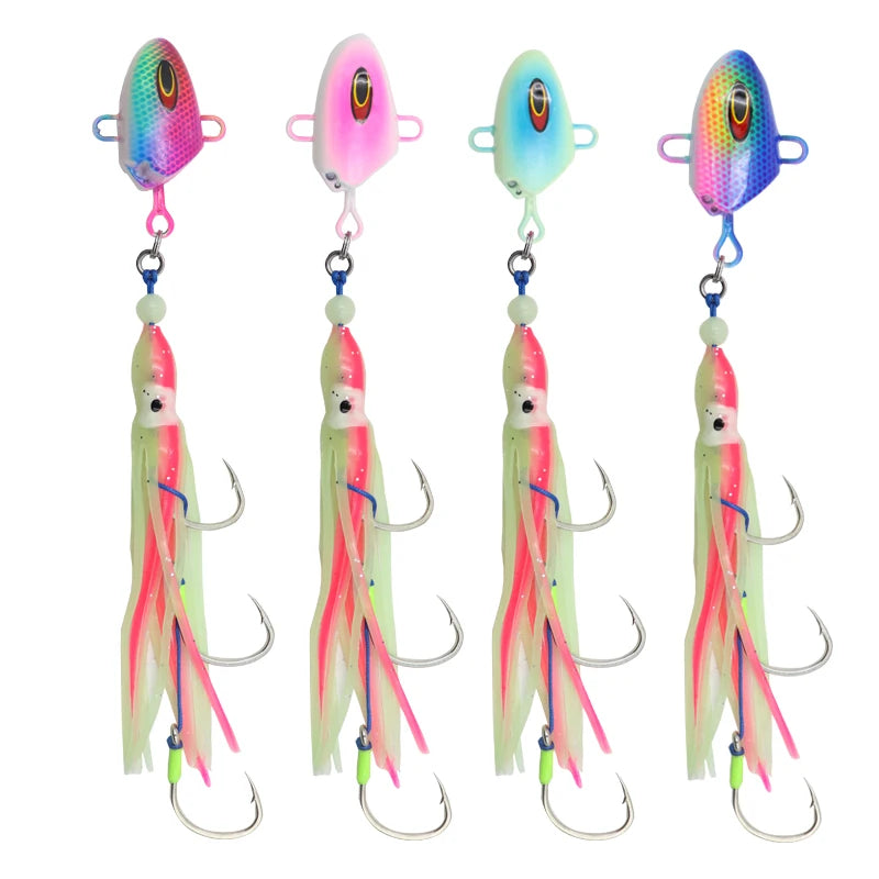 Octopus Assist Hook Rigs Squid Skirt  100g 150g 200g  Glow Luminous Fishing Jigging Saltwater  3 Hooks
