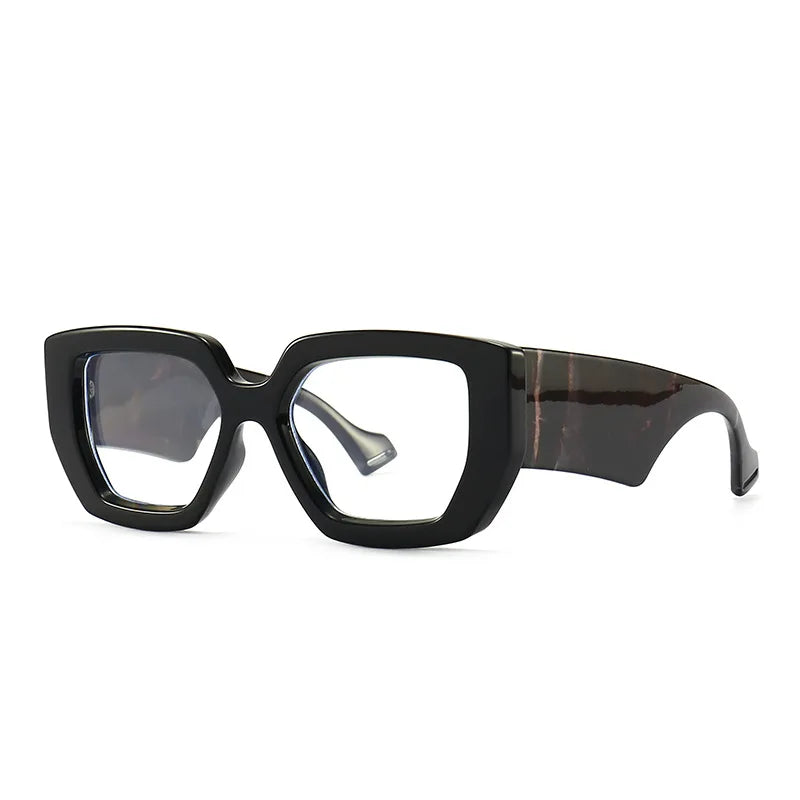 STORY 2024 Anti Blue Glasses New Oversized Clear Lens Thick Frame Computer Glasses Wide Legs Big Frame Optical Eyewear for Women