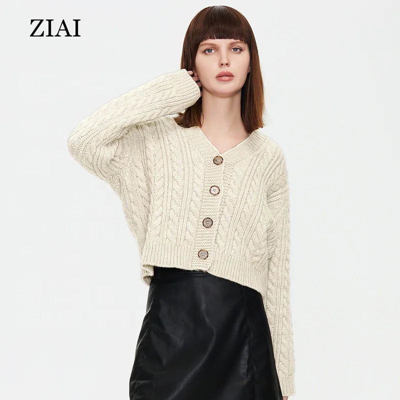 Wholesale New Early Autumn V-neck Sweater Thin Button Lazy Casual Short Top Fashion Women Sweater