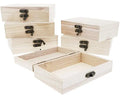 Caoxian  Factory  Large Rectangle Unfinished Pine Wood Box Natural DIY Craft Stash Boxes with Hinged Lid Wooden Box with Handles