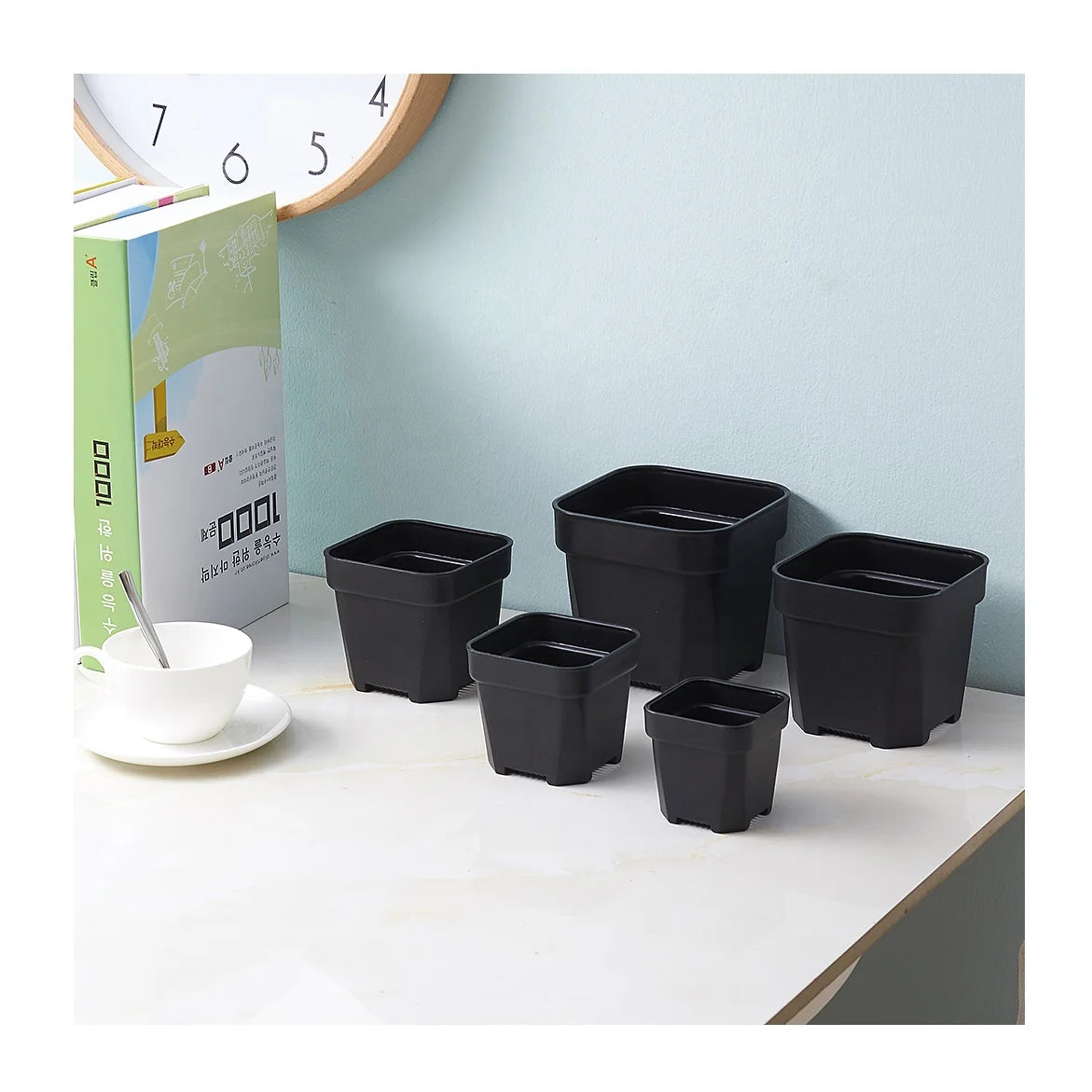 Hot Super Thick Square White Black 2.5 4 Inch Plastic Succulent Planter Pot with Drainage