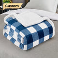 Wholesale Custom Mink Double Bed Blankets Winter Soft Solid Color Pattern Flannel Double Layer Sherpa Plaid Throw Blanket