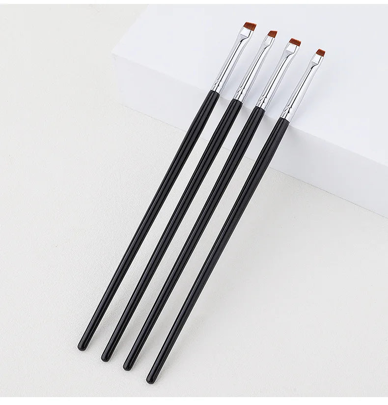 Private Label Synthetic Hair Brush Wooden Eyebrow Brushes Angled Precision Eyeliner Makeup Brushes