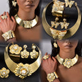 New Arrival 14k Gold Plated Copper Exquisite Necklace Earrings Ring Bracelet Bridal Jewelry Sets for Women