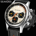 SEAKOSS 40mm 1963 Chronograph Men's Mechanical Diver Wristwatch Super Luminous Sapphire Leather Pilot Seagull ST1903 Analog