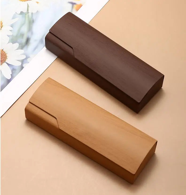 Custom Wooden Grain Silk Gloss Handmade Eyeglass Case Pressure Resistant Optical Myopia Glasses Storage Box Sunglasses Boxes