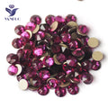 Yanruo 8+8 Facets Fuchsia Color Glass Beads Strass Bling Rhinestone 16 Facet Rhinestones Flat Back for Heels