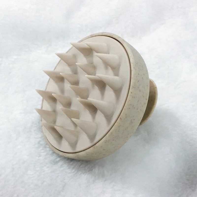 Wholesale Custom Logo Wheat Straw Hair Shampoo Brush Soft Silicone Care Scalp Massager Hair Brush