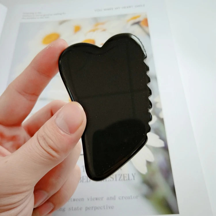 HY Hot Selling Face Bian Stone Black Obsidian Spiky Shape Guasha