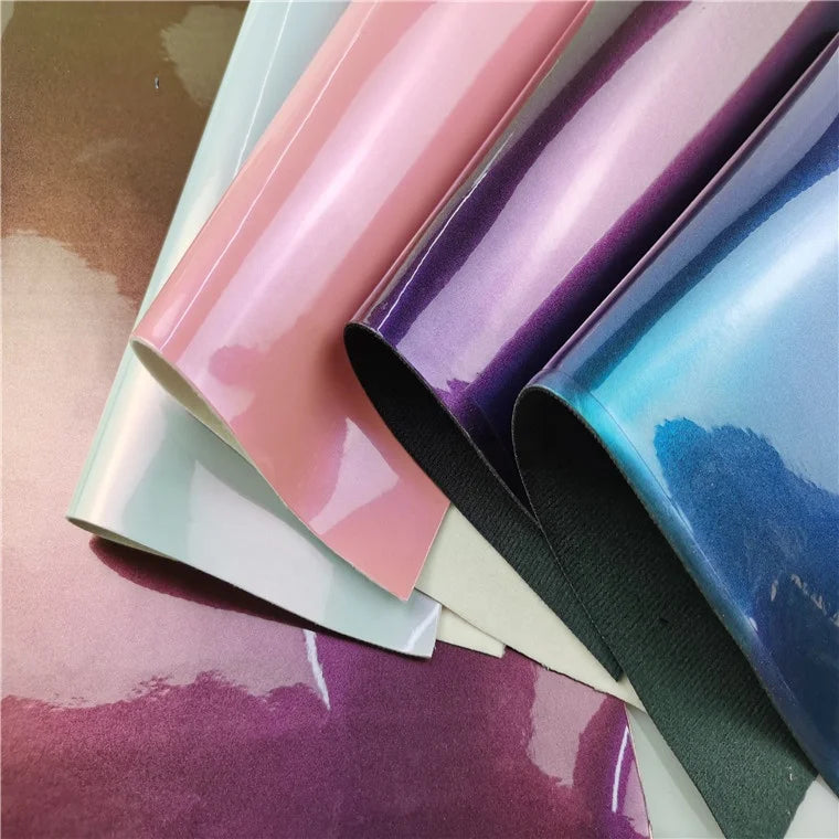 2022 Shiny Holographic Iridescent Faux Synthetic Purple TPU Leather Fabric Upholstery 1.0mm King Lion